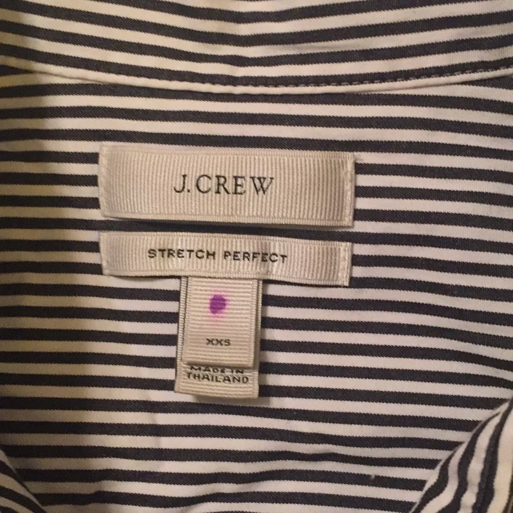 J. Crew Blue White Stripe Oxford Cotton blend Shirt Stretch Perfect